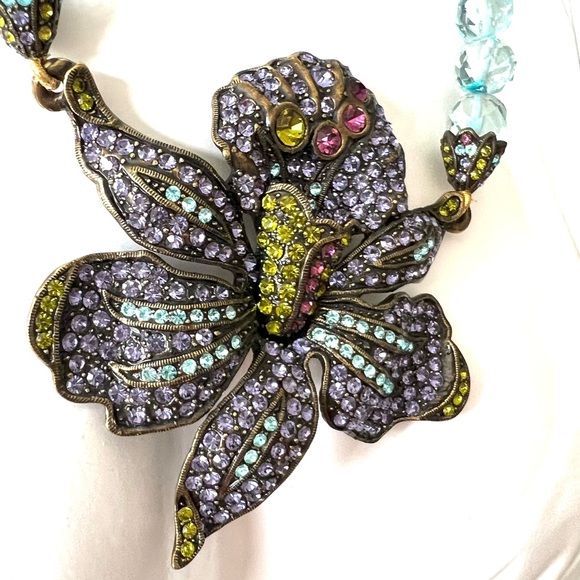 Heidi Daus Vintage Exotic Orchid Swarovski Crystals necklace - Picture 4 of 8